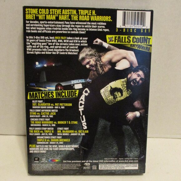 WWE WWF Falls Count Anywhere Wrestling Steve Austin 3 disc DVD Set - Picture 2 of 6